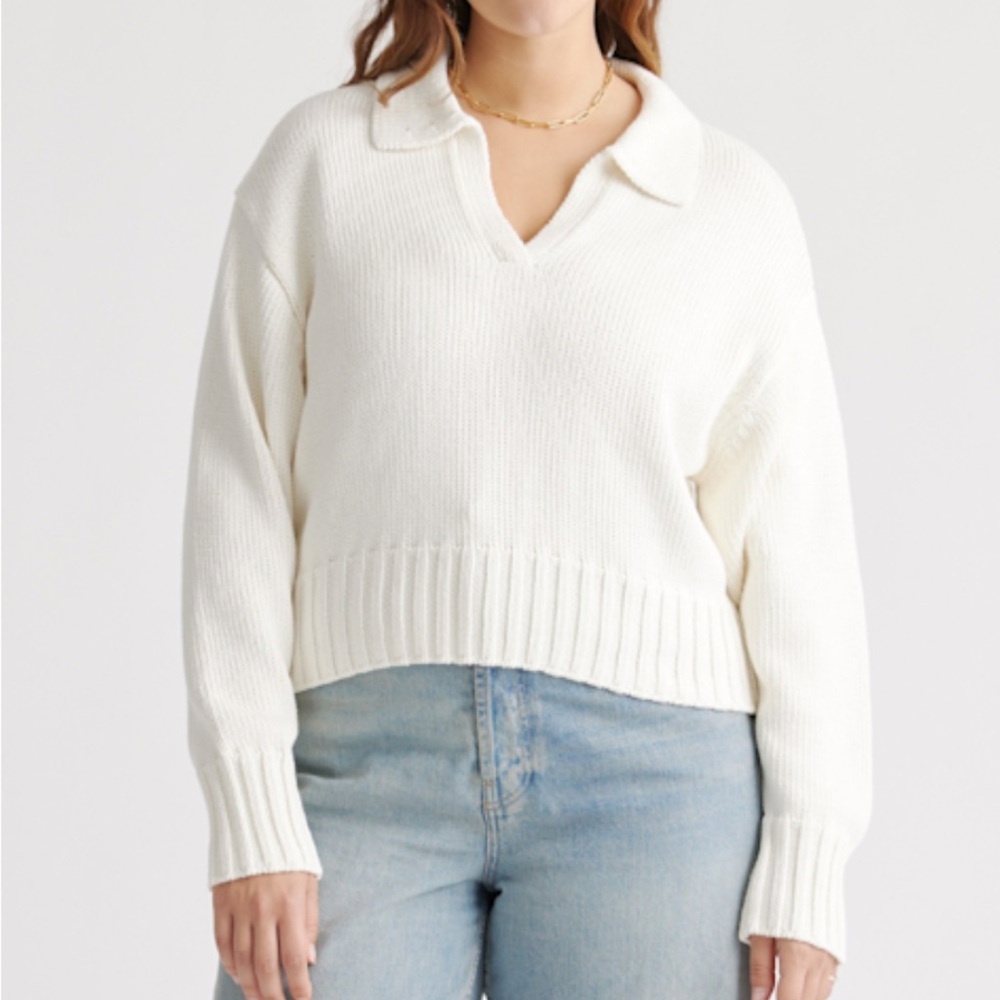 Quince Cropped Cotton Polo Sweater
